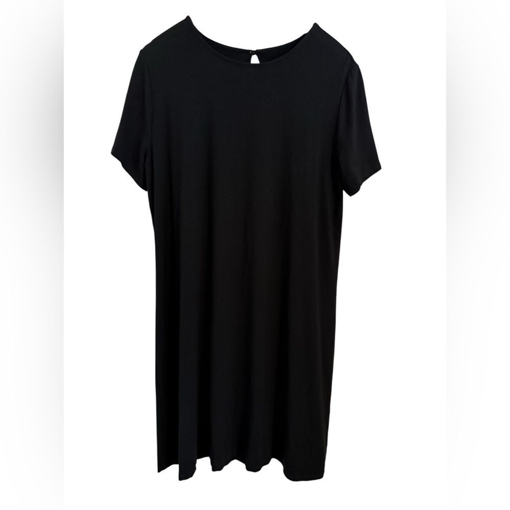 J. Jill Wearever Collection Essential Flowy T-Shirt Dress Black Size Large Tall
